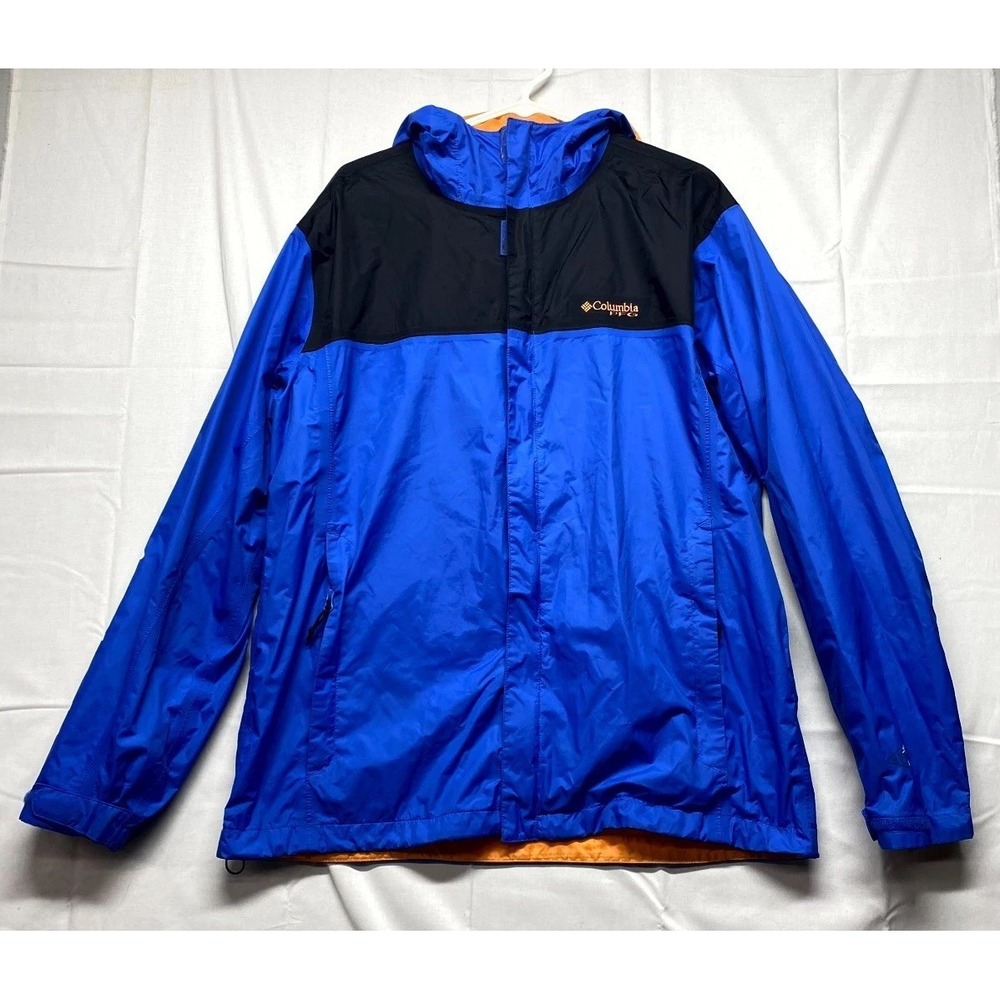 Columbia Sportswear Omni Tech Windbreaker Jacket Men Large Royal Blue Mesh Lined